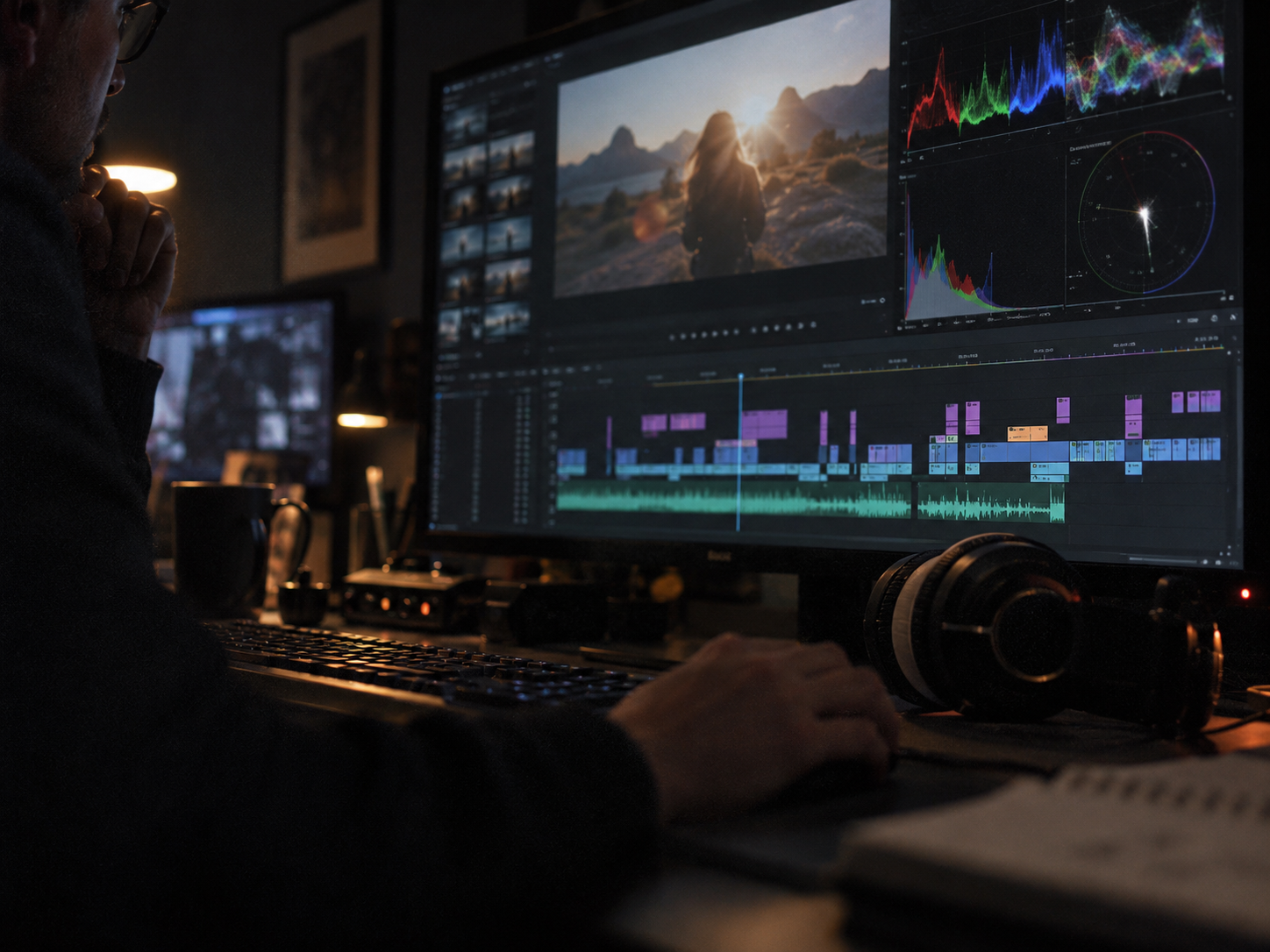 Video editor working on a short-form timeline